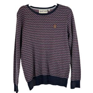 Naketano Sweater Men's Medium Knit‎ Crew Neck Sweatshirt Chevron pullover cotton